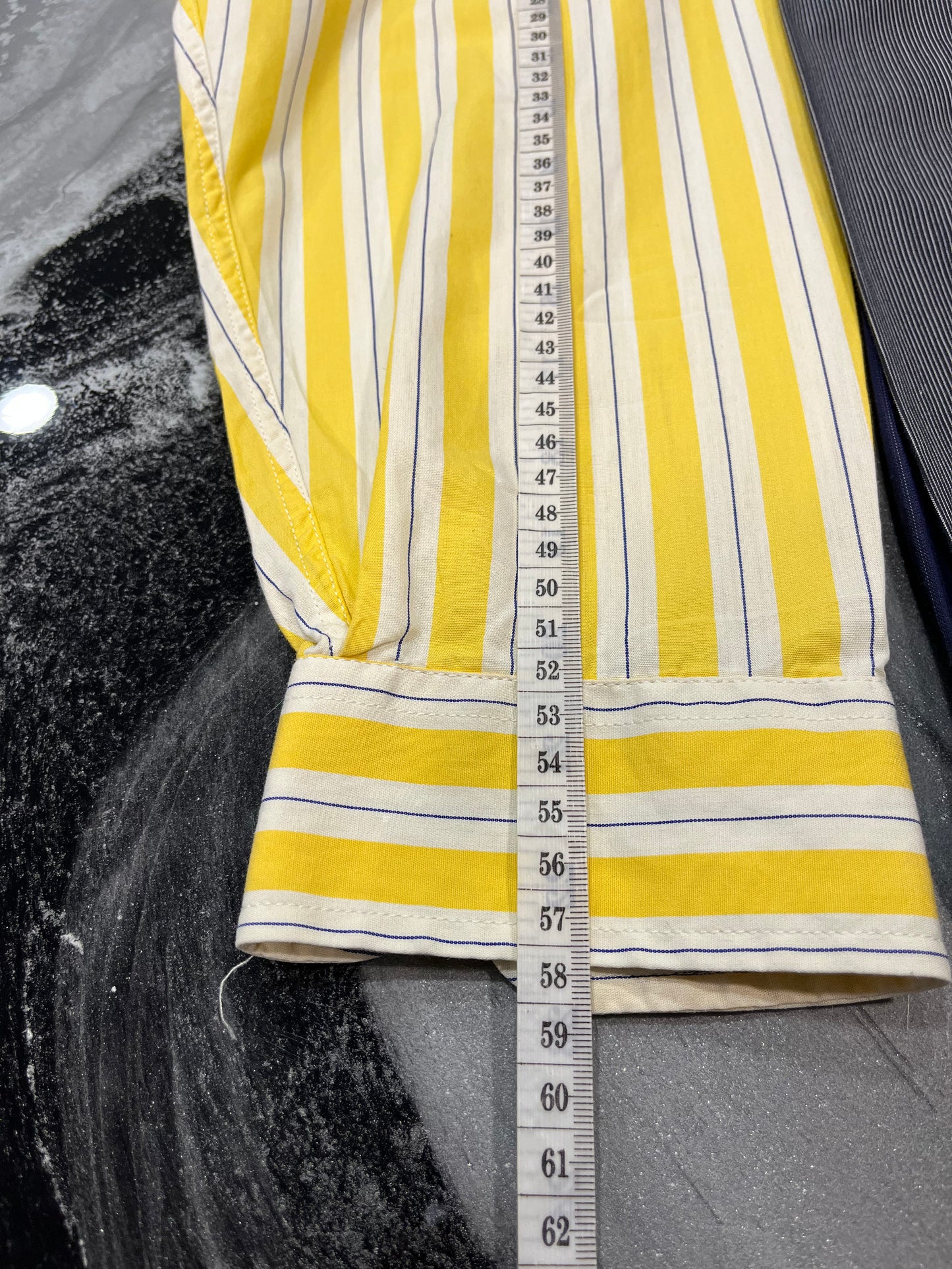 Vintage Valentino Jeans Yellow and Blue Striped Shirt - Size L