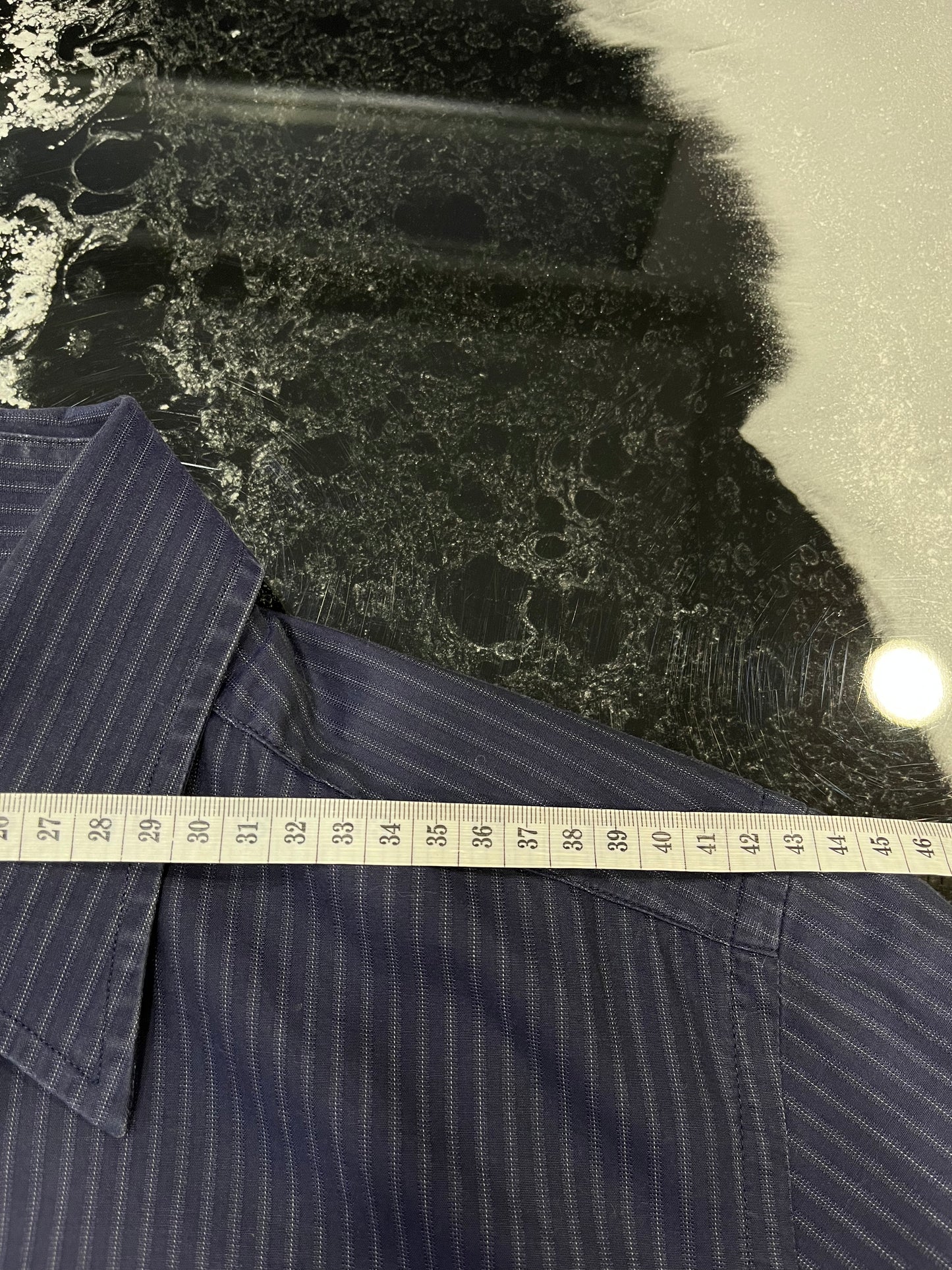 Dolce & Gabbana Men's Midnight Blue Pinstripe Shirt - Size M