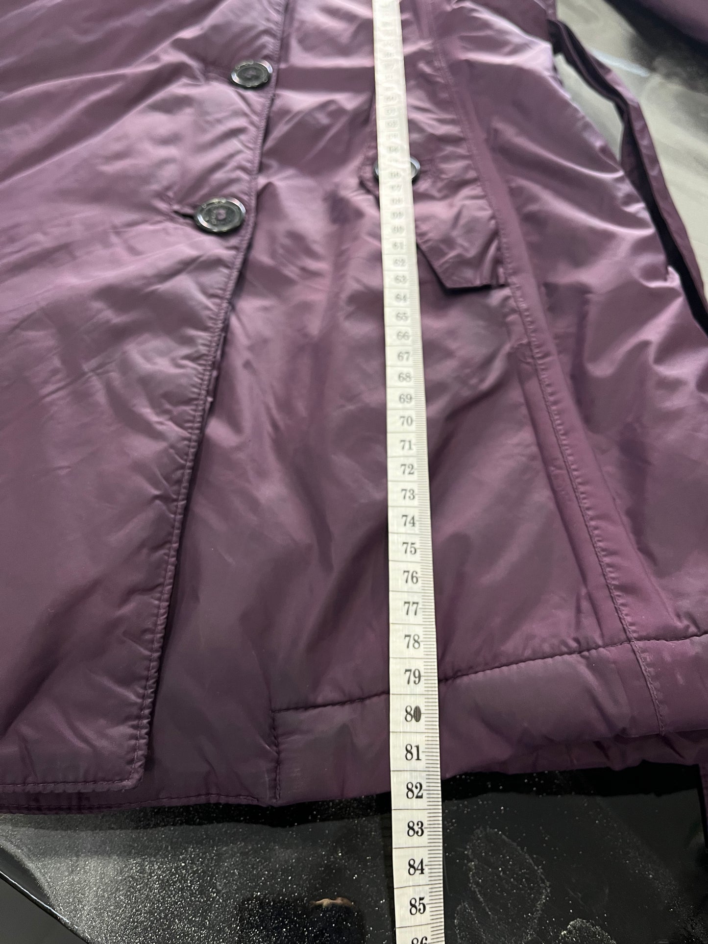 K-Way Women's Double-Breasted Purple Trench Coat with Belt - Size S