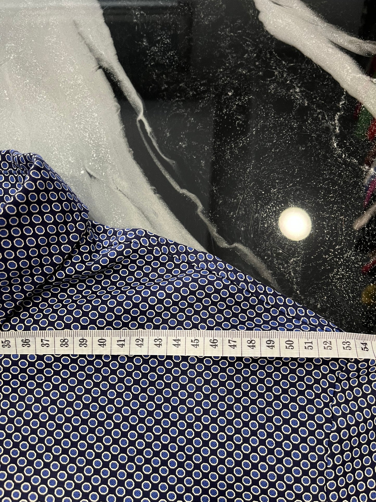 Polo a Maniche Lunghe Ralph Lauren Uomo Classic Fit - Fantasia Geometrica Blu - Taglia XL